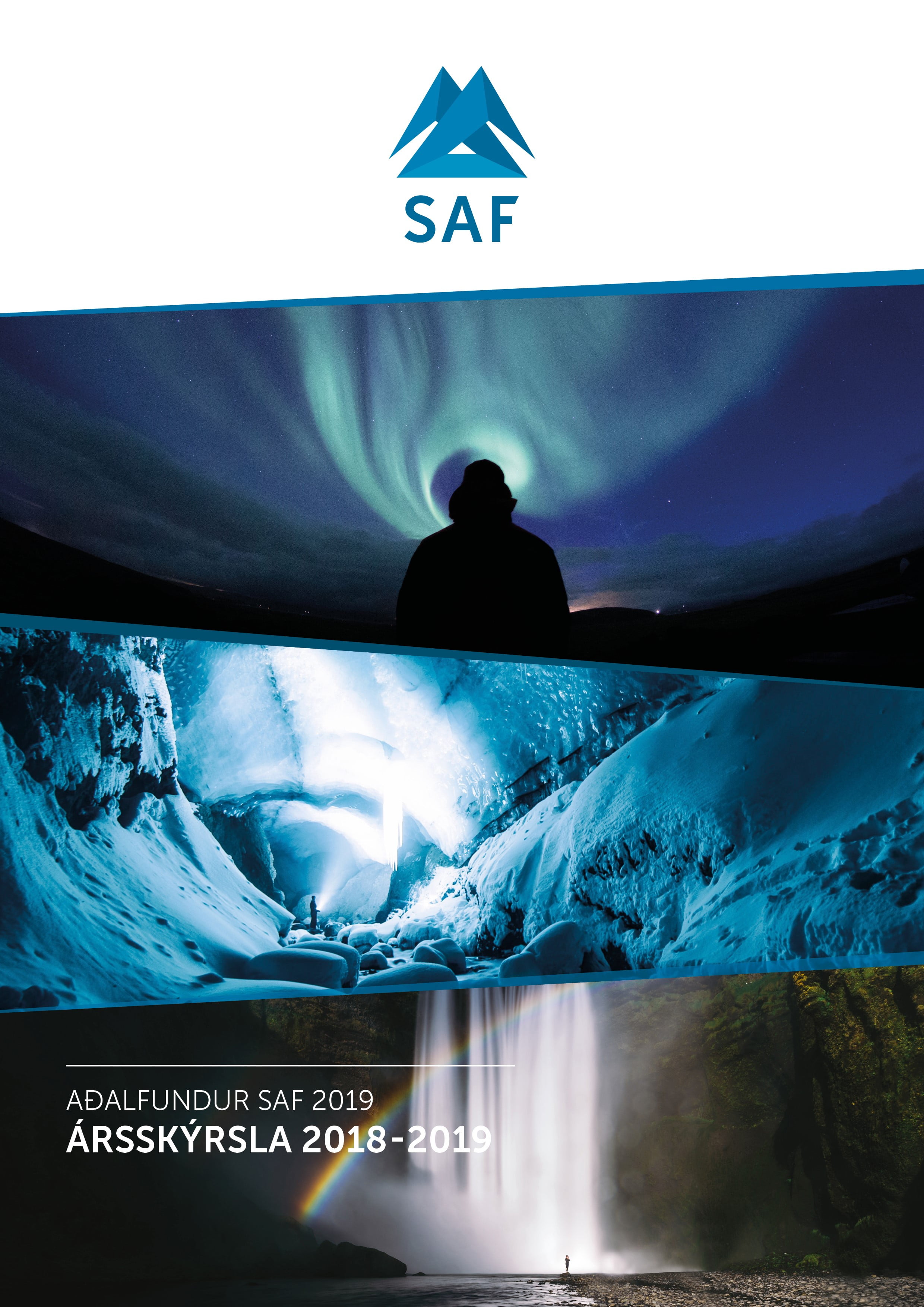 Forsíða ársskýrslu SAF 2018-2019